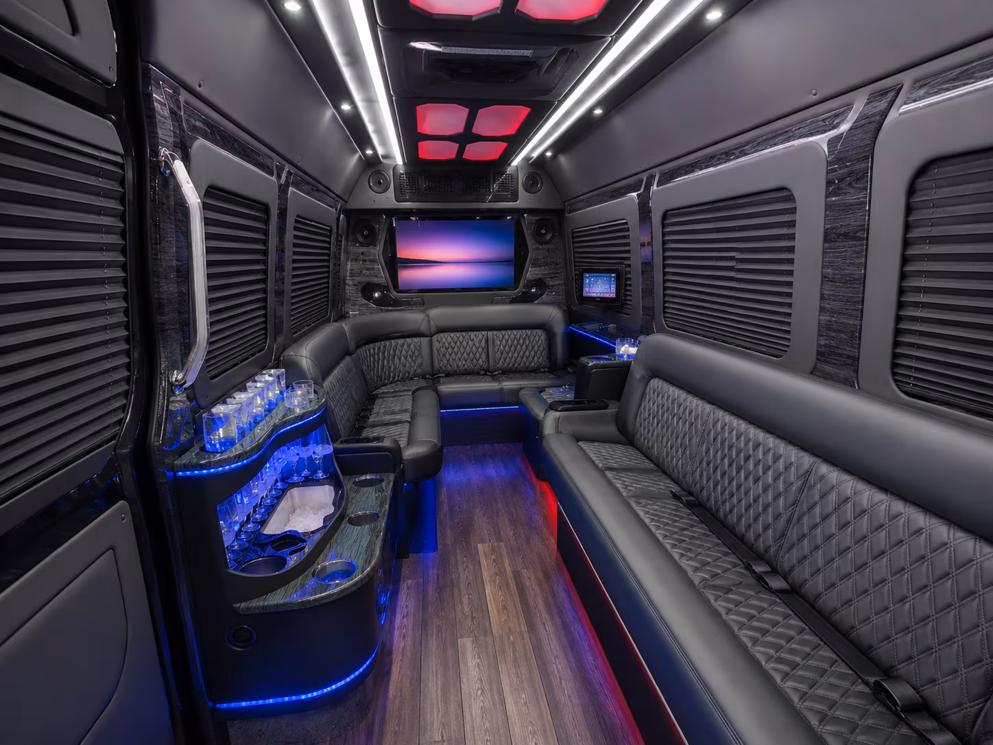 tyler 25 passenger party bus inside