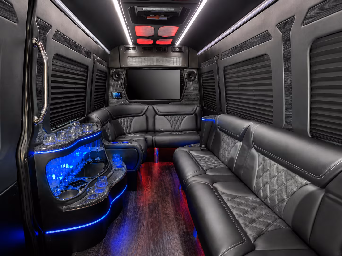 tyler 28 passenger party bus inside